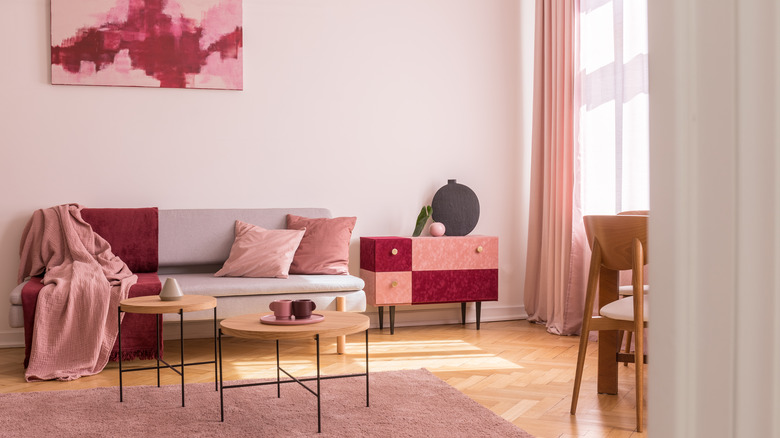 pink mid-century modern room