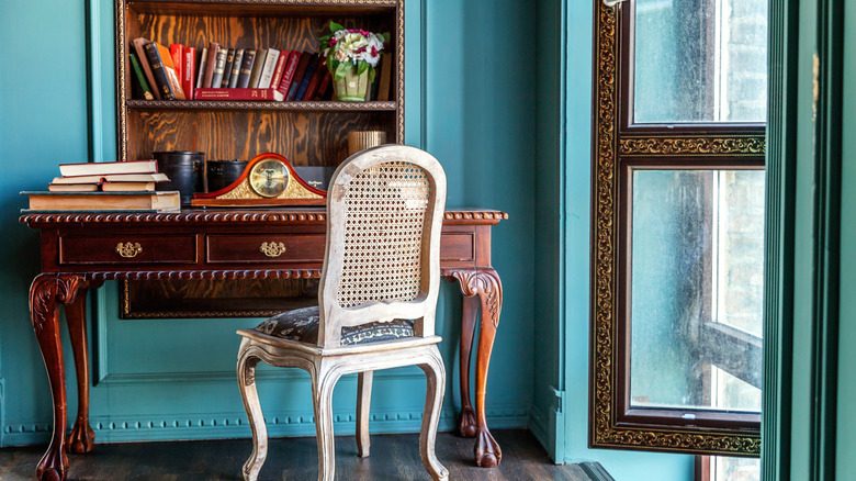 Detailed wood table and chair