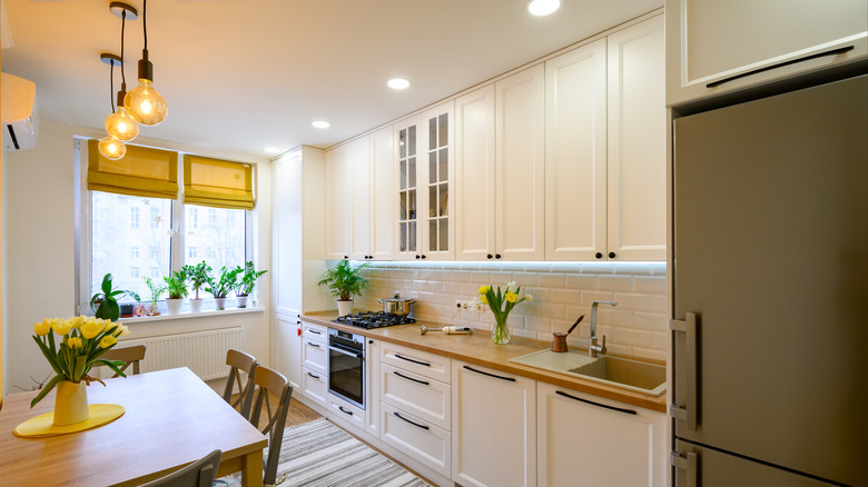 Kitchen with yellow decor items