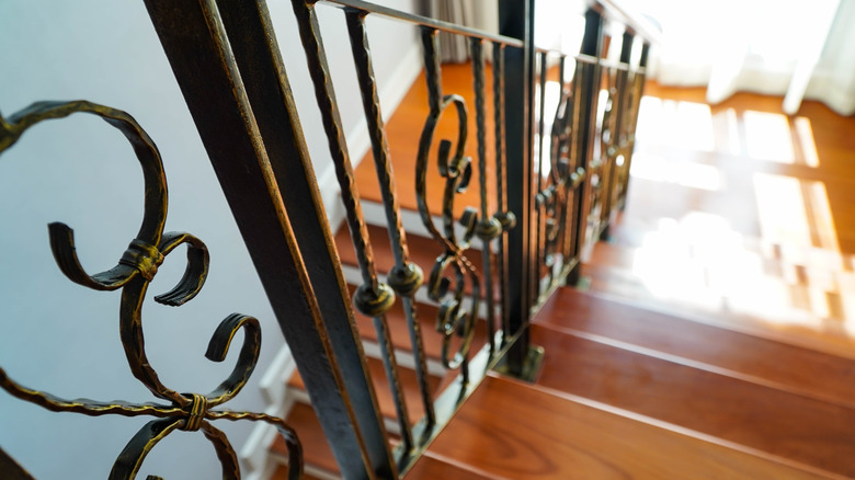 Wrought iron railing closeup