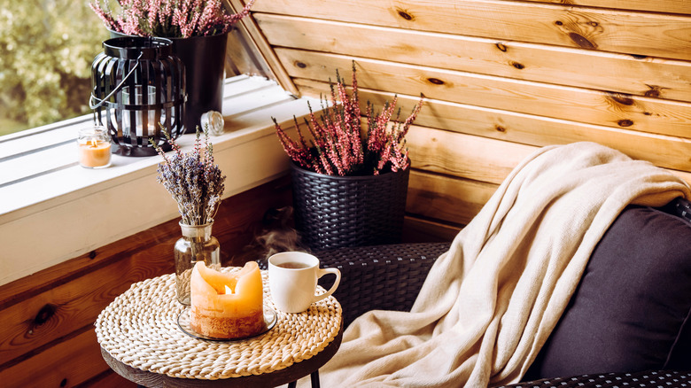 Cozy blanket on cabin chair