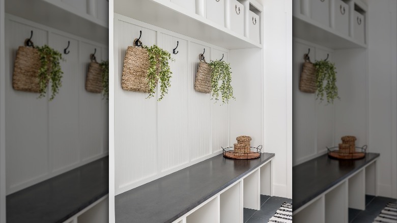 white mudroom storage unit