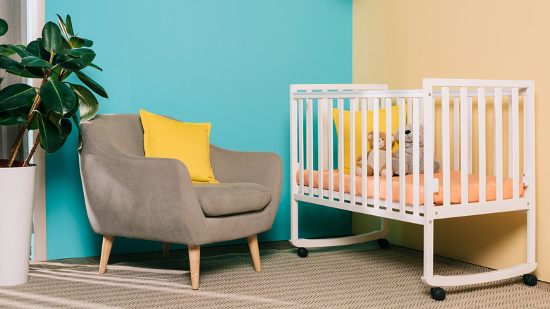 turquoise and yellow nursery