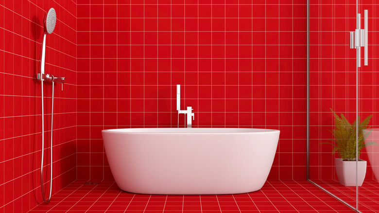 red bathroom