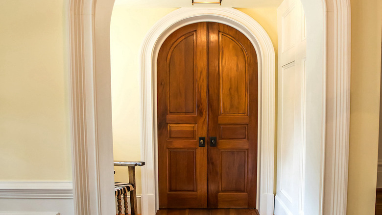 wooden arched door