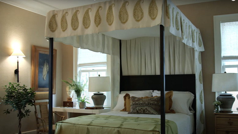 Curtains on a four-poster bed