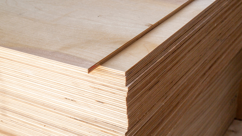 Stacks of plywood