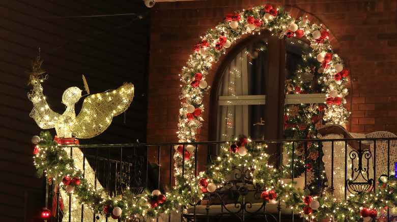 Christmas decoration on balcony