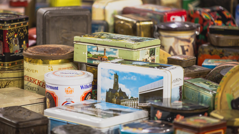 Collection of vintage tin containers