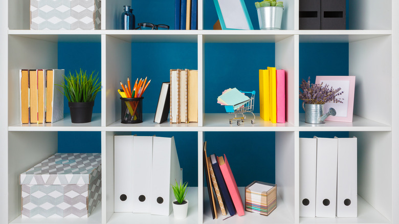 neatly arranged bookshelf