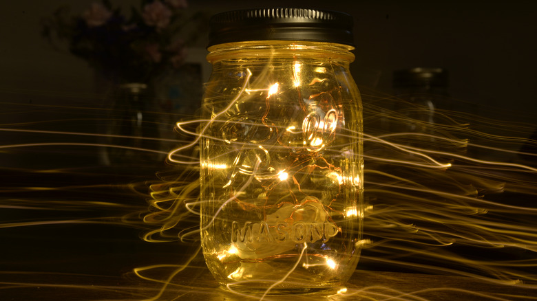 Jar full of string lights