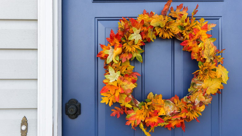 autumn wreath on door