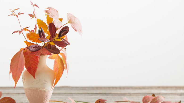 leaves in vase