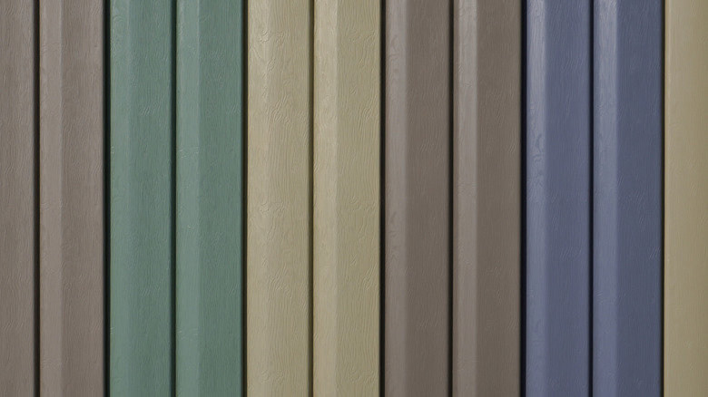 Samples of different vinyl colors, including browns, greens and blues