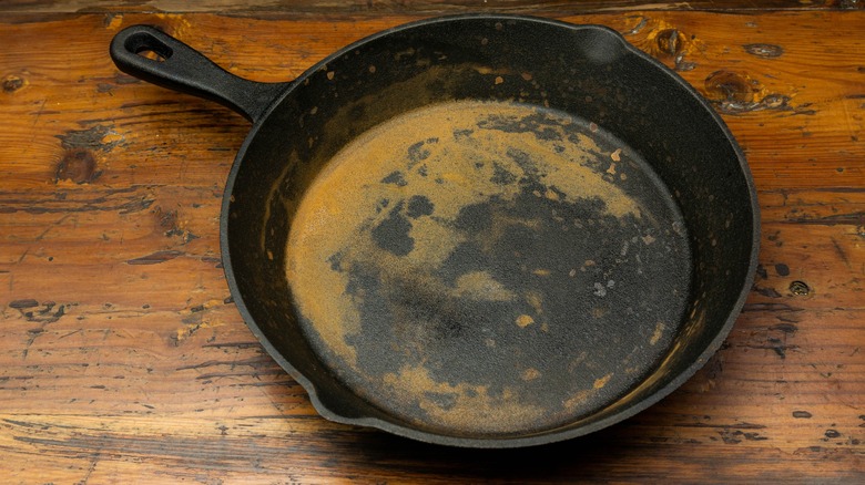Rusted cast iron skillet