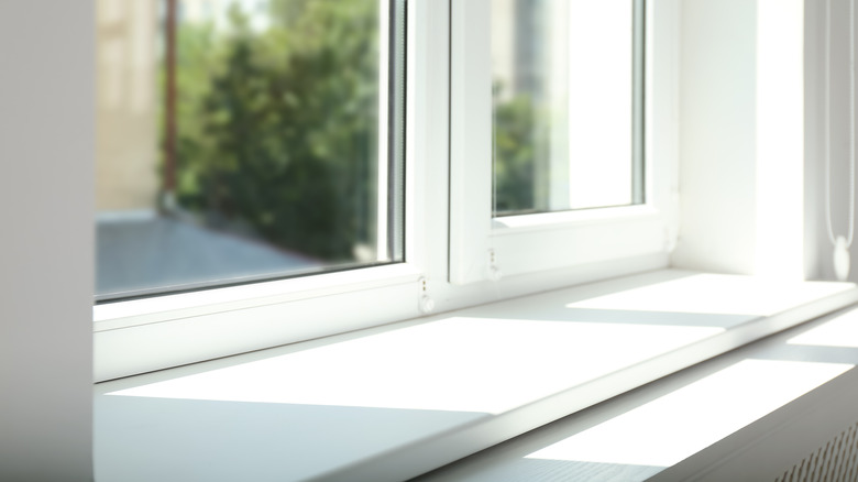 white clean window sill