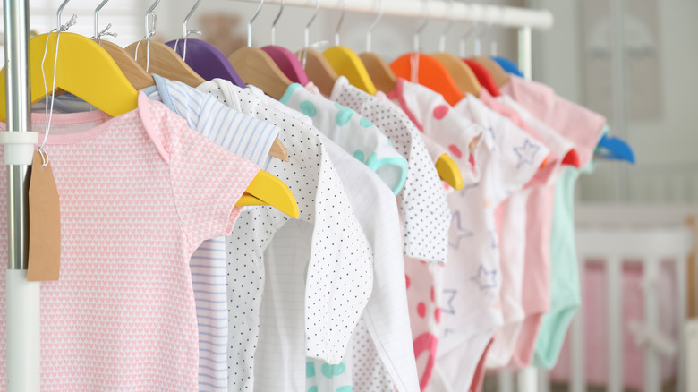 hanging baby clothes