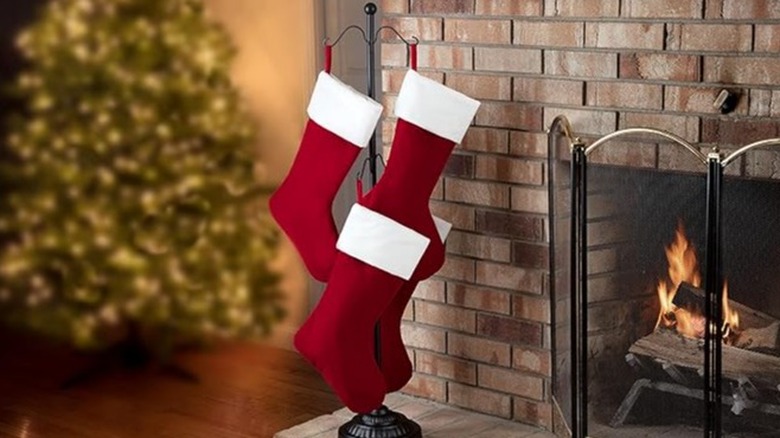 Stockings on free standing holder