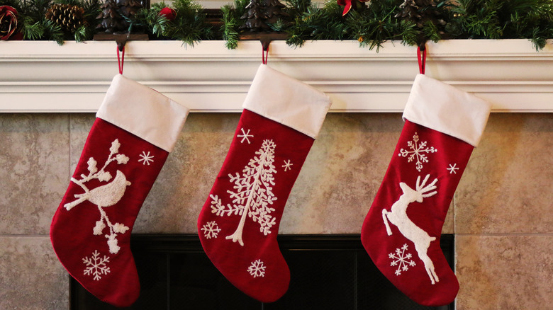 stockings hanging from mantel