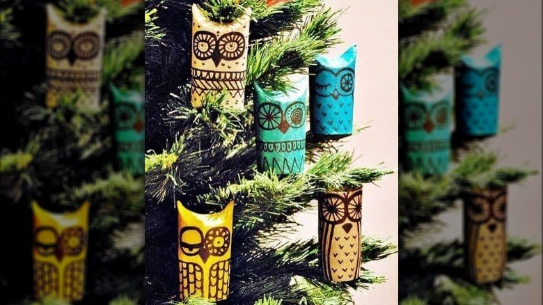 cardboard tube owl ornaments