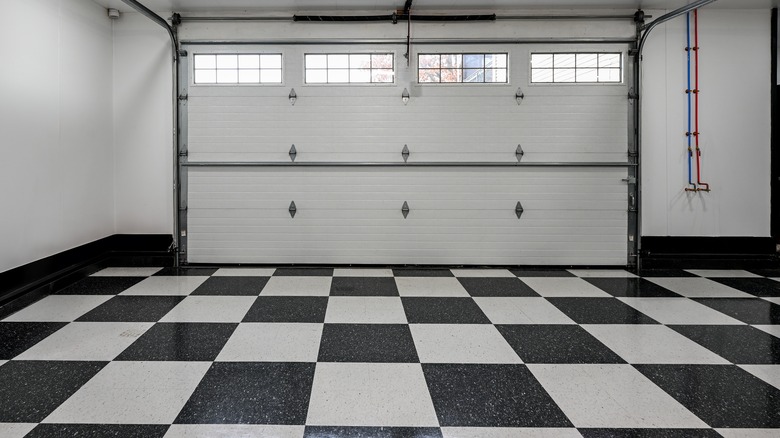 Traditional checkerboard garage floor