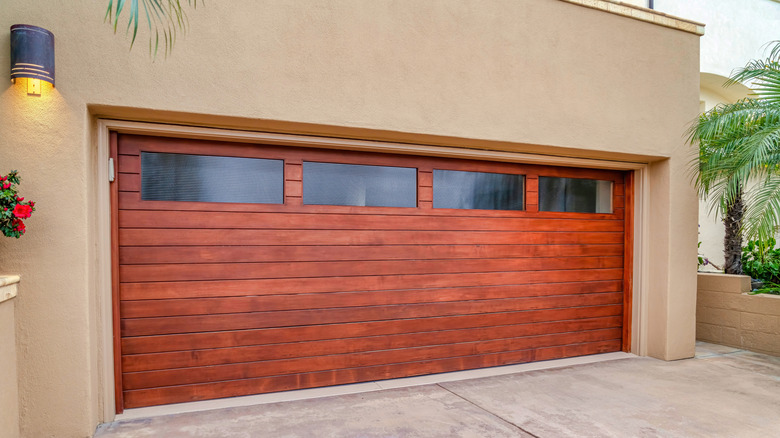 An attractive wooden garage door