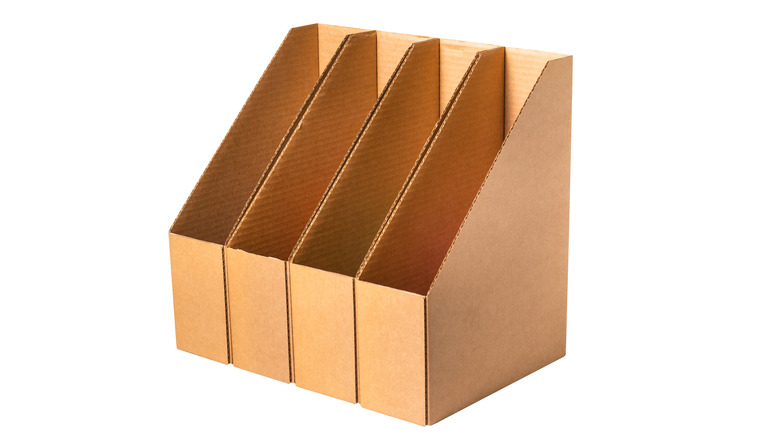 brown cardboard magazine holders