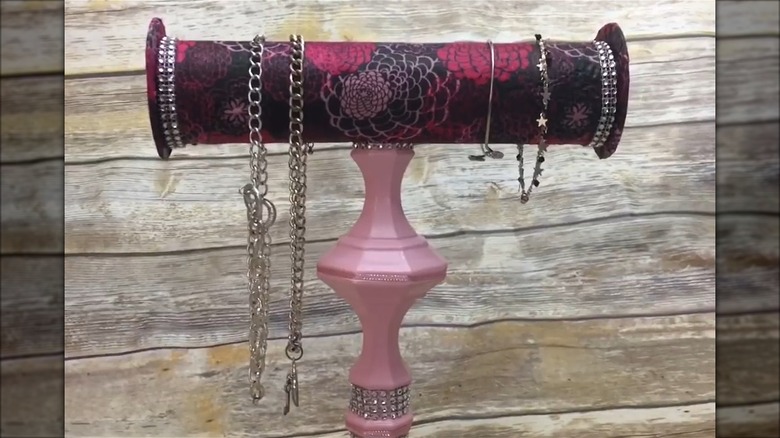 Jewelry holder made from pool noodle and candlestick