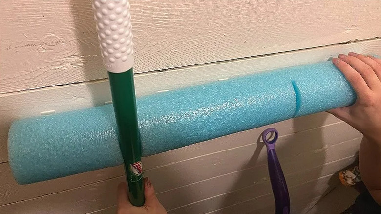 Pool noodle tool hanger