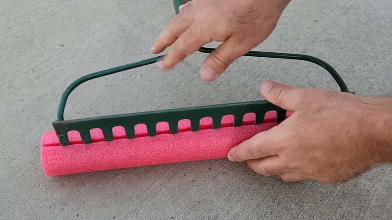 Pool noodle on bow rake