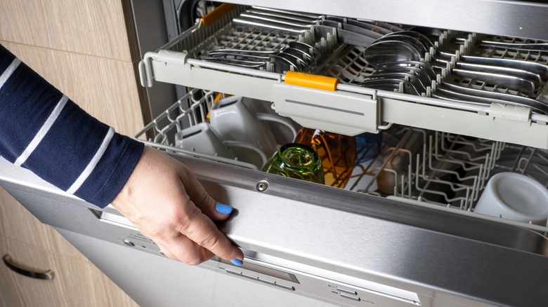 Opening dishwasher