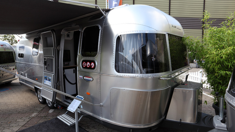 Airstream with awning attached