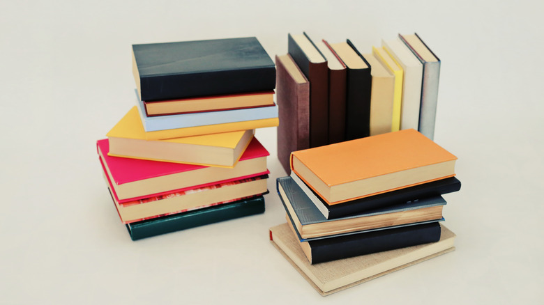 stacks of colored books