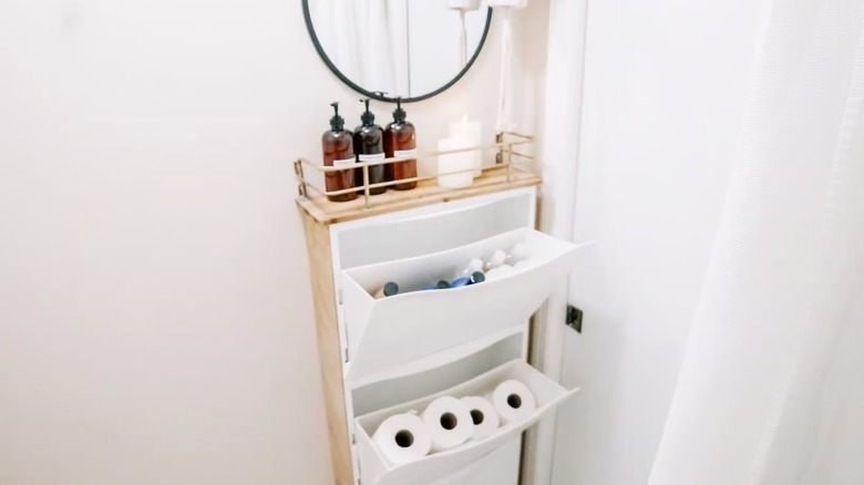 ikea shoe shelf bathroom hack