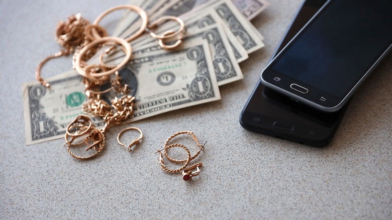 jewelry, money, and electronics