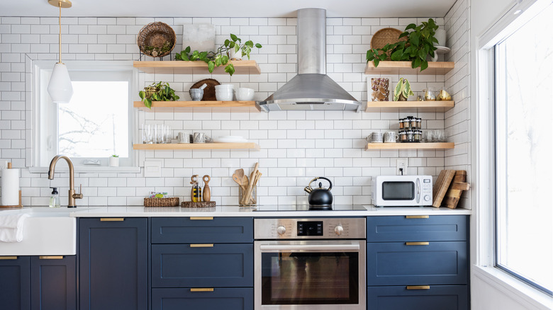 Kitchen with open shelving