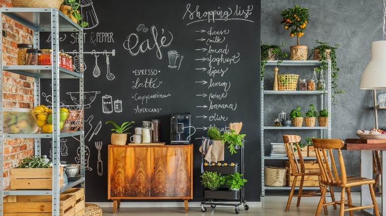 Chalkboard wall in kitchen 