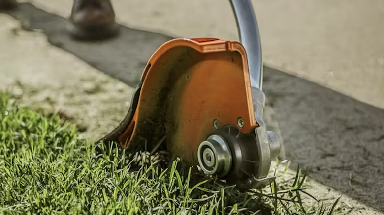 Stihl edger in use