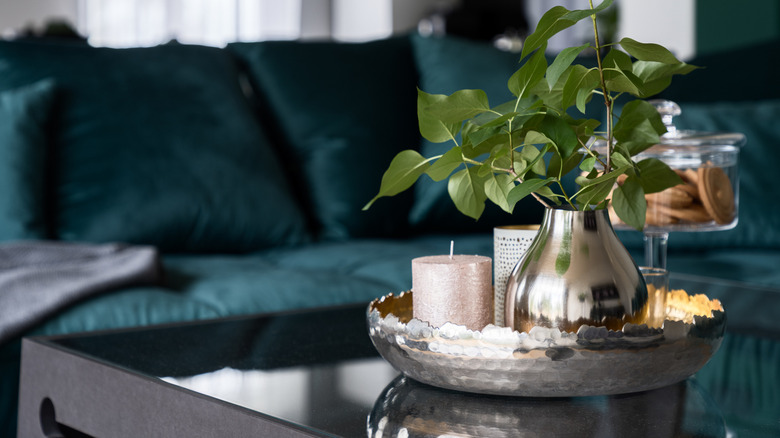 decor tray on coffee table