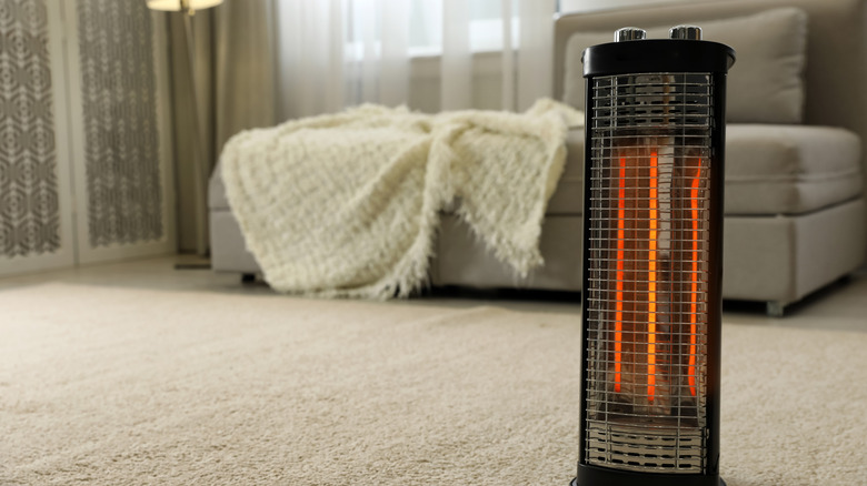 electric heater in cozy bedroom