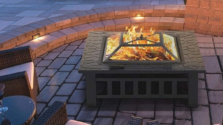 Fire pit on patio