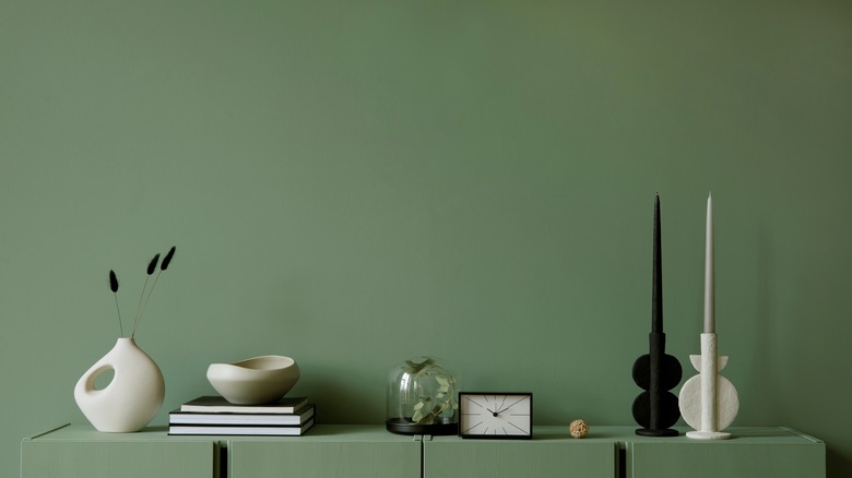 Sage green wall