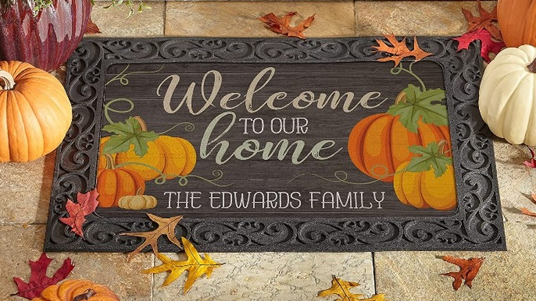 Personalized pumpkin doormat