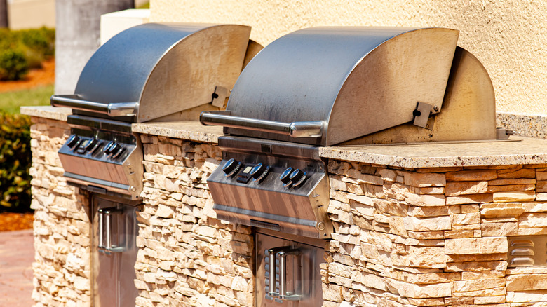 two outdoor grills