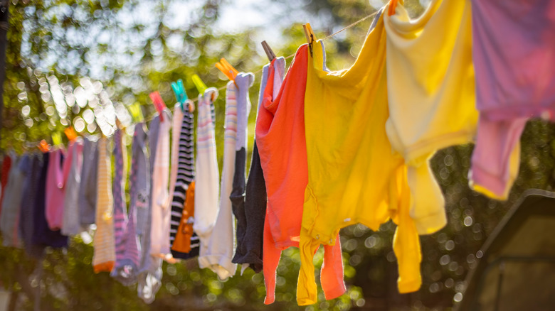 baby clothes drying outside