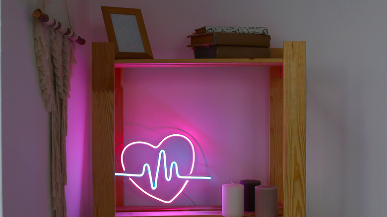 neon sign in light room