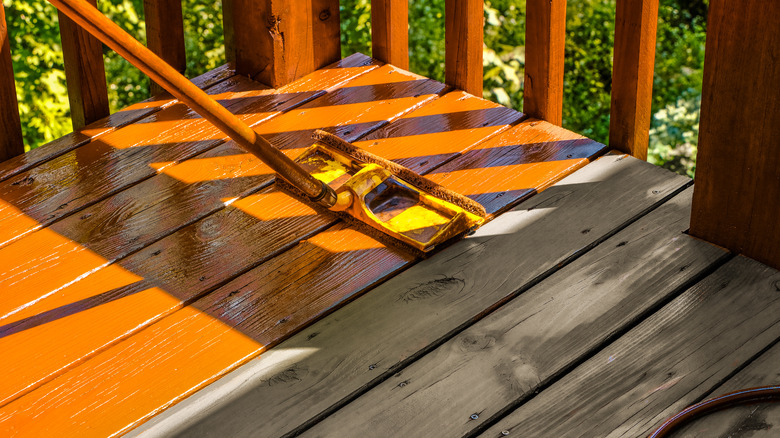 staining a deck