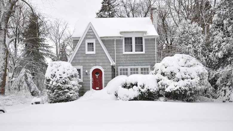 Snow on a home