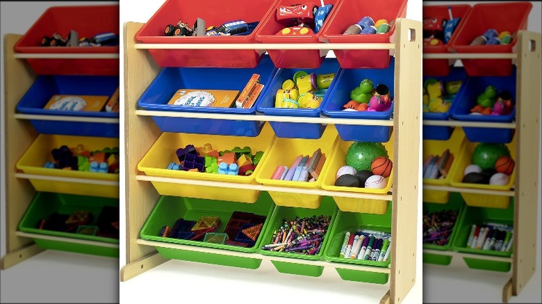 multiple color toy bin organizer 