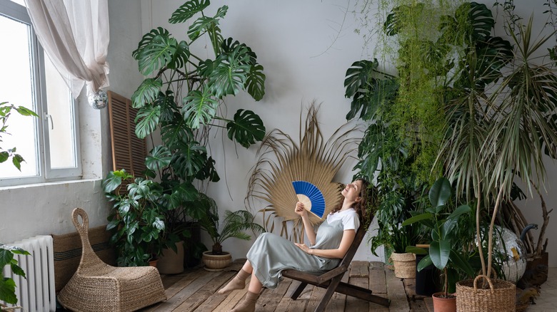 Woman with plants